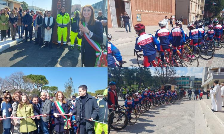 Potenza Picena, inaugurata la nuova pista ciclabile: c'è anche Acquaroli al taglio del nastro (FOTO)