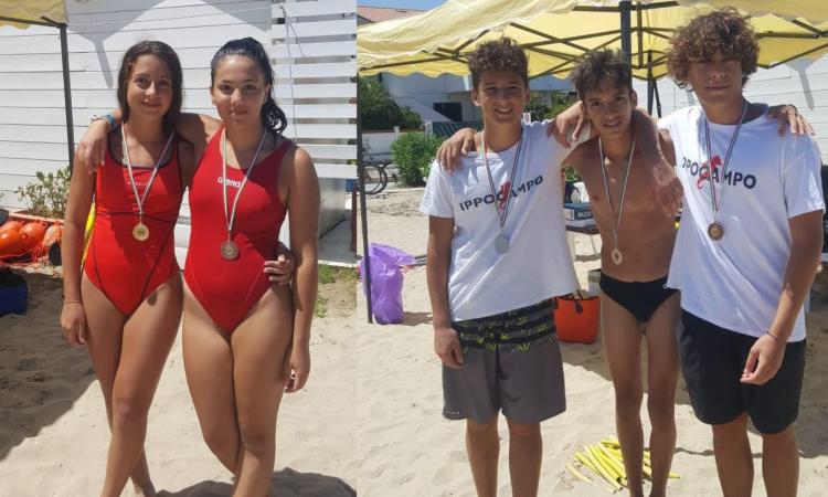 Salvamento, i giovani atleti dell'Ippocampo Civitanova brillano sulla spiaggia di casa