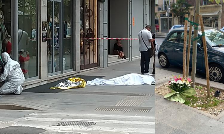 Omicidio Civitanova, quell'indifferenza che lascia attoniti. Un mazzo di fiori sul marciapiede dell'orrore