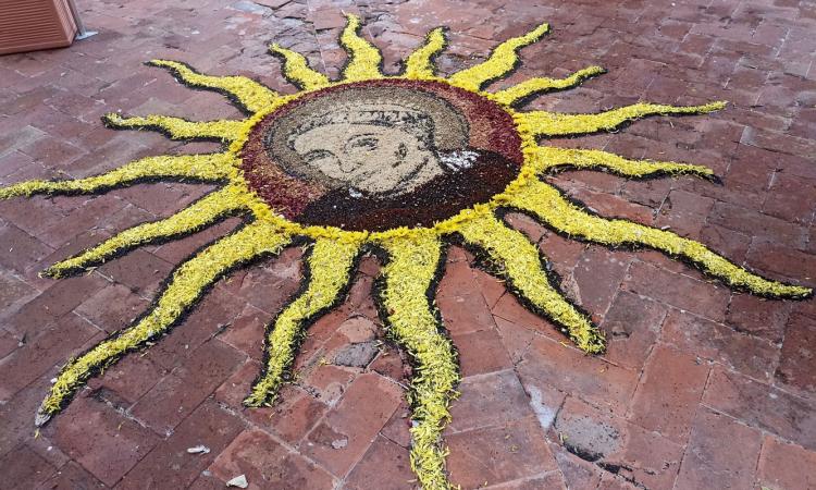 Tolentino, un'infiorata con l'immagine di San Nicola