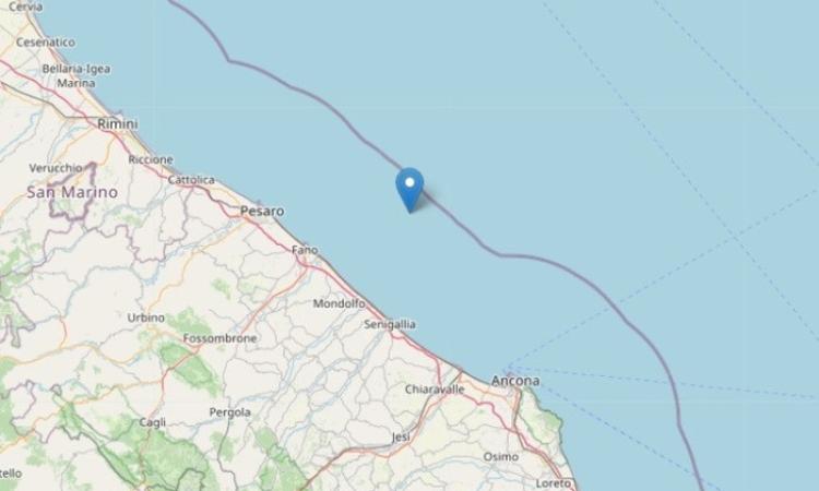 Terremoto Marche, scossa di magnitudo 4.3 al largo della costa pesarese