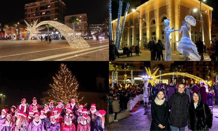 Si accende il Natale di Porto Sant’Elpidio tra luminarie, coro gospel e trampolieri luminosi