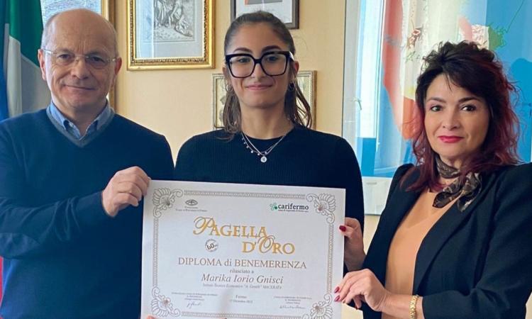 Macerata, la studentessa dell'Ite 'Gentili' Marika Iorio Gnisci premiata con la "Pagella d'Oro"