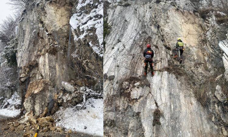 Masso lungo la strada provinciale: scatta la messa in sicurezza