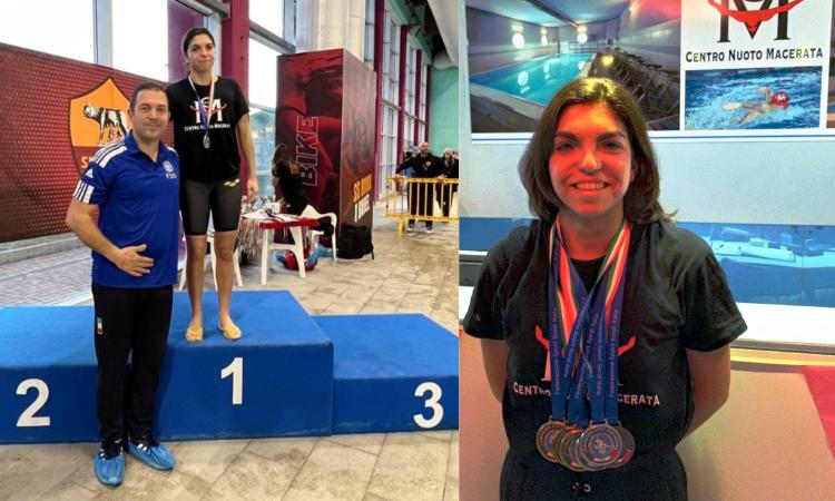 Centro Nuoto Macerata, Maria Chiara Cera da impazzire: triplo oro e doppio record ai campionati italiani