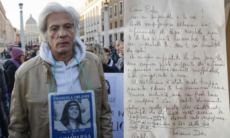 "Il Vaticano è stato fin troppo paziente": minacce a Pietro Orlandi in una lettera anonima "Il Vaticano è stato fin troppo paziente": minacce a Pietro Orlandi in una lettera anonima