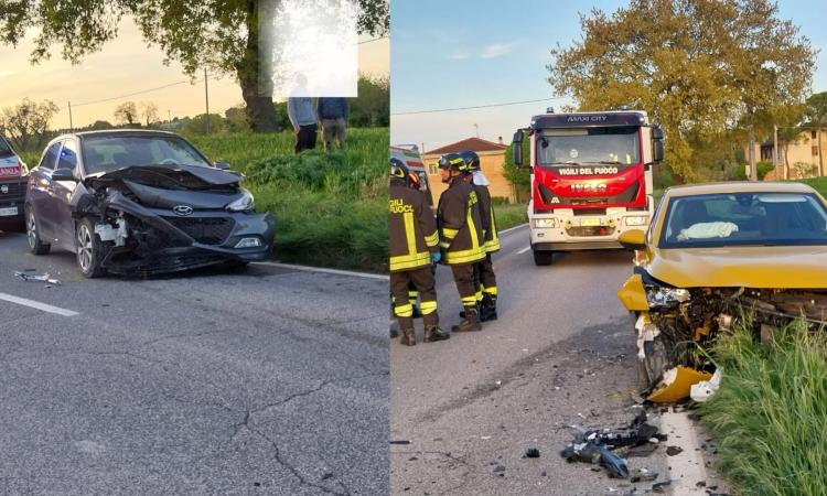Treia, pauroso frontale lungo la "Cingolana": tre feriti. Una donna a Torrette (FOTO e VIDEO)
