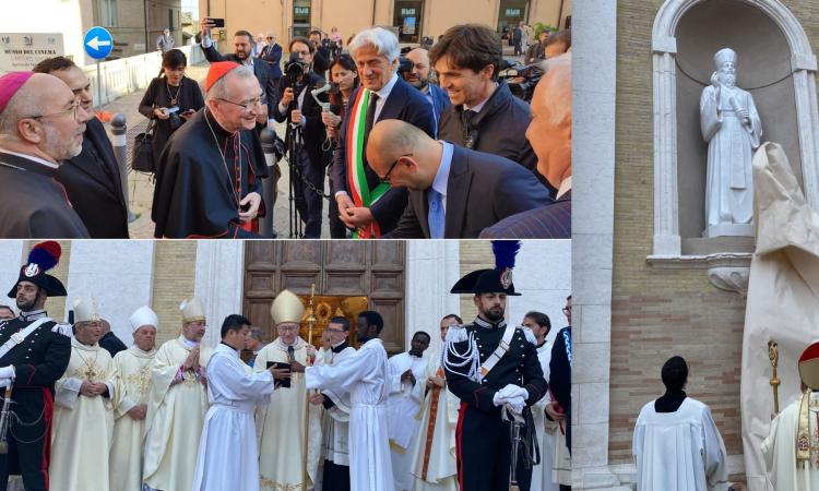 Macerata, il cardinale Parolin benedice le statue di Padre Matteo Ricci e Paolo Xu Guangqi