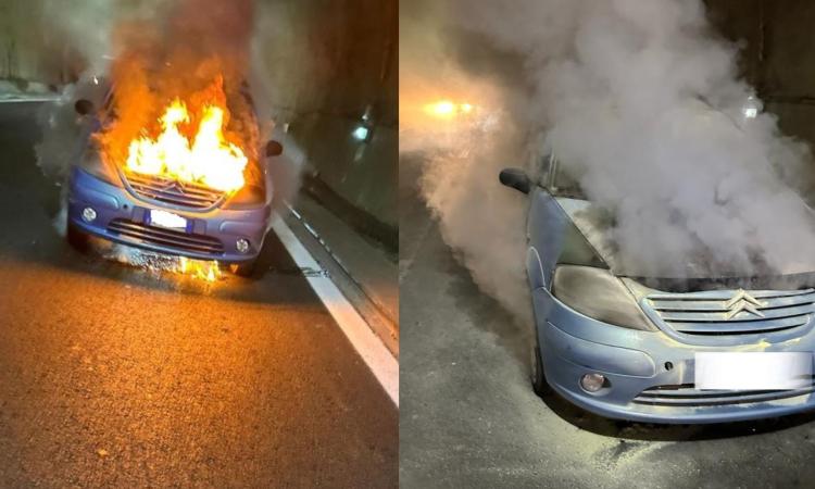 Caos in A14, vettura in coda per un incidente prende fuoco: automobilista salva famiglia