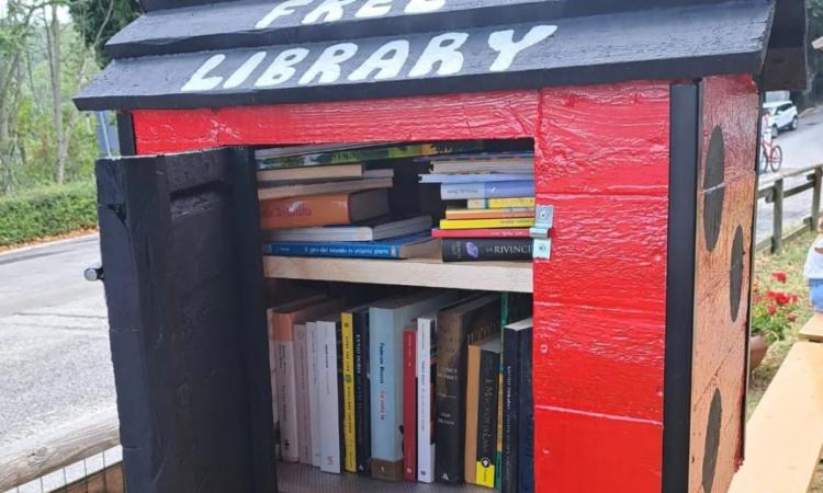 Una mini biblioteca installata nel parco: anche Cessapalombo nella rete “Little free library”