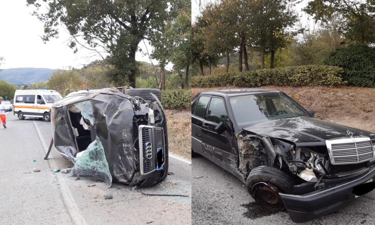 San Severino, doppio cappottamento e auto distrutte: attimi di paura sulla Septempedana (FOTO)