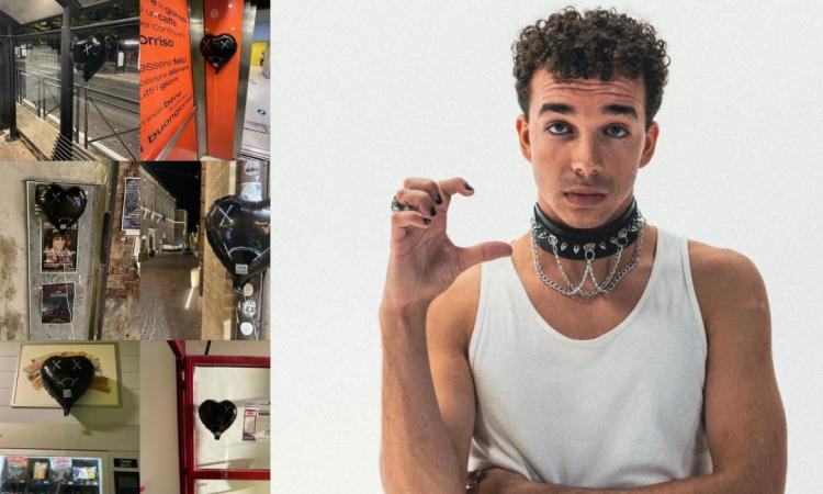 Cuori neri appaiono in centro a Macerata: è il lancio del nuovo singolo "Mostri" di Jamie ed Ethos