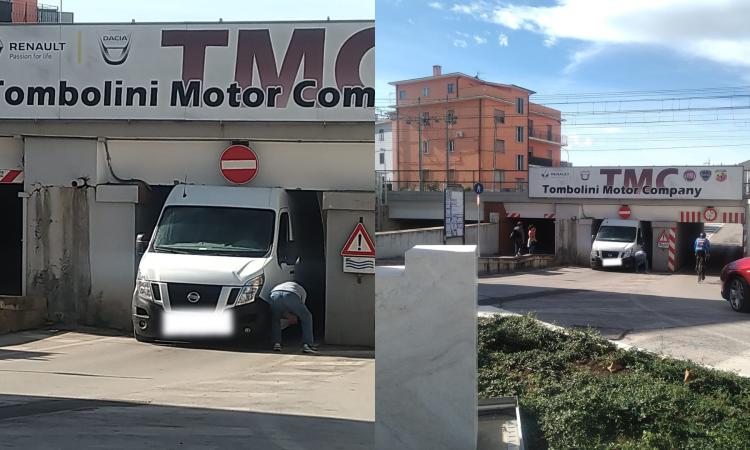 Civitanova, il sottopasso-trappola fa una nuova "vittima": furgone resta incastrato (FOTO)