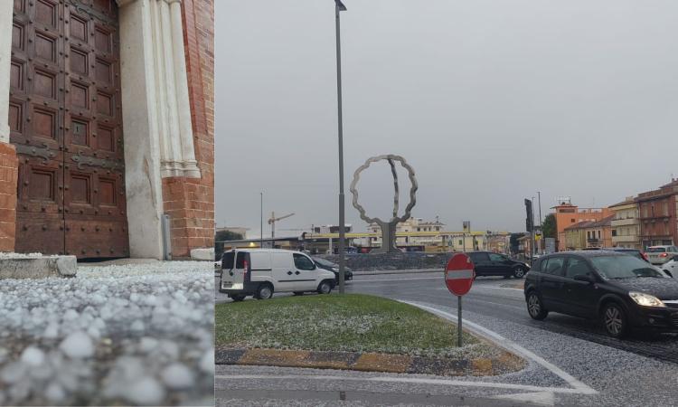 Maltempo nel Maceratese, irrompe l'aria fredda: gragnola a Civitanova e neve in montagna (FOTO)