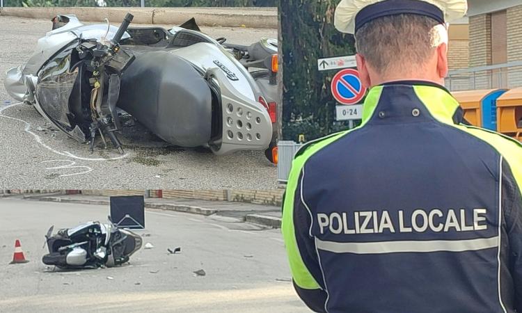 Macerata, scontro tra auto e scooter: giovane sbalzato a terra. Trasportato a Torrette (FOTO)
