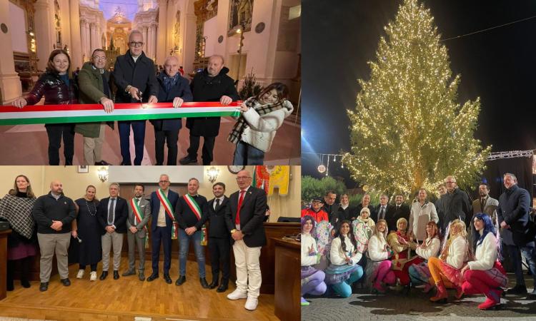 Civitanova, acceso l'Albero di Natale in piazza: atmosfera magica con le fatine Winx