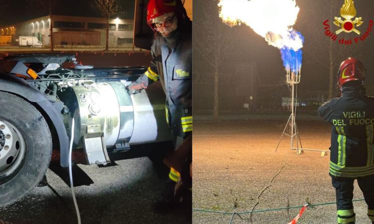 Civitanova, camion perde gas: pericolo esplosione lungo l'A14: intervengono i vigili del fuoco
