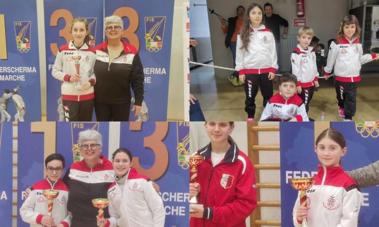 Macerata Scherma, 3 ori e 2 bronzi per i giovani under 14 al campionato regionale 2024