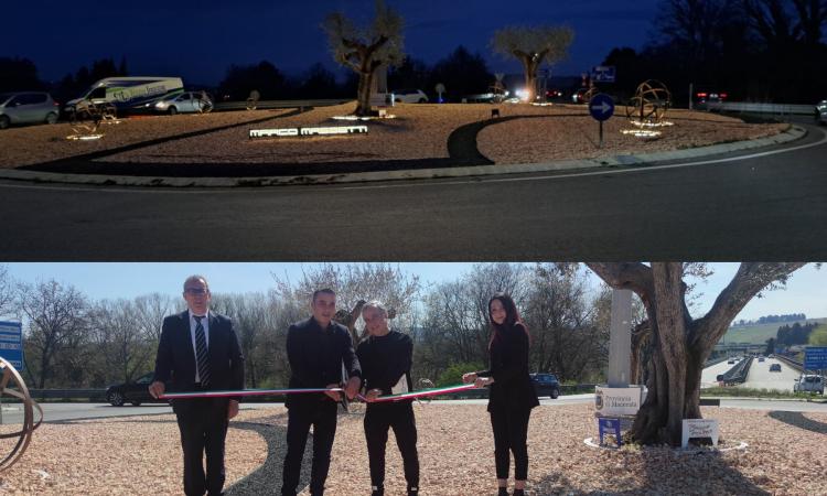 Montecosaro, ulivi e otto sfere luminose: nuovo allestimento per la rotatoria lungo la provinciale