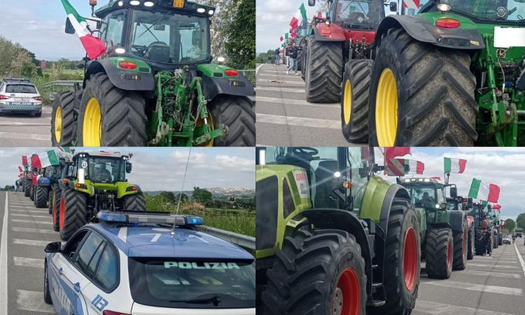 Agricoltori di nuovo in protesta nel Maceratese, marcia dei trattori con partenza da Piediripa (FOTO)