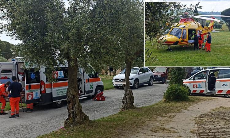 Mogliano, le gambe finiscono tra le lame di una motozappa: uomo a Torrette d'urgenza (FOTO)