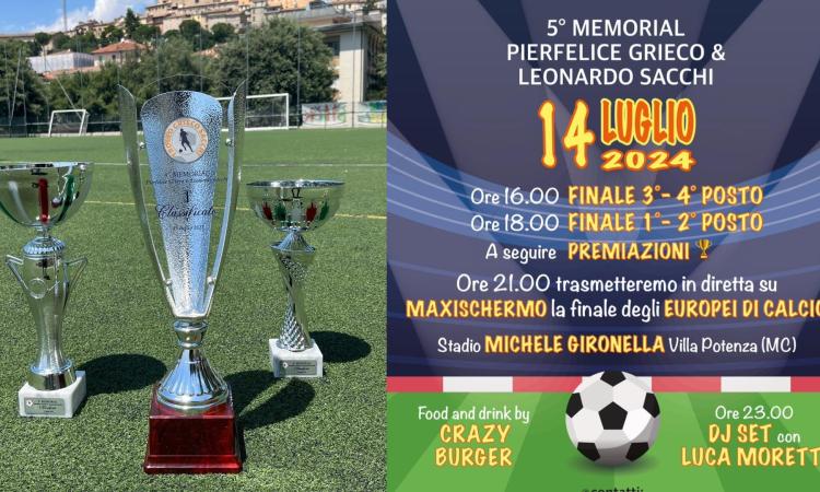 Domenica a Villa Potenza: la finale del 5° Memorial Grieco & Sacchi con maxischermo per la finalissima degli Europei Domenica a Villa Potenza: la finale del 5° Memorial Grieco & Sacchi con maxischermo per la finalissima degli Europei