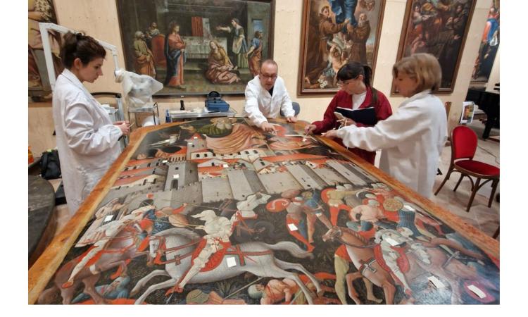 "Sant’Andrea e la battaglia fra ginesini e fermani“, la pala lignea torna a splendere "Sant’Andrea e la battaglia fra ginesini e fermani“, la pala lignea torna a splendere