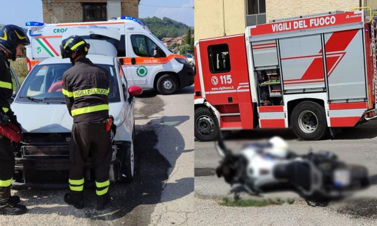 Scontro tra auto e moto: centauro trasportato a Torrette