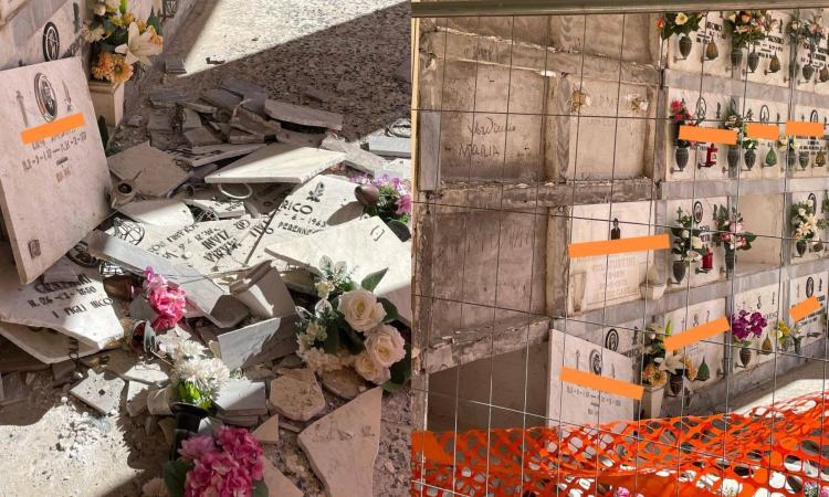Piovono pietre al cimitero di Porto Potenza, distrutte sette lapidi: "Condizioni precarie da tempo" Piovono pietre al cimitero di Porto Potenza, distrutte sette lapidi: "Condizioni precarie da tempo"