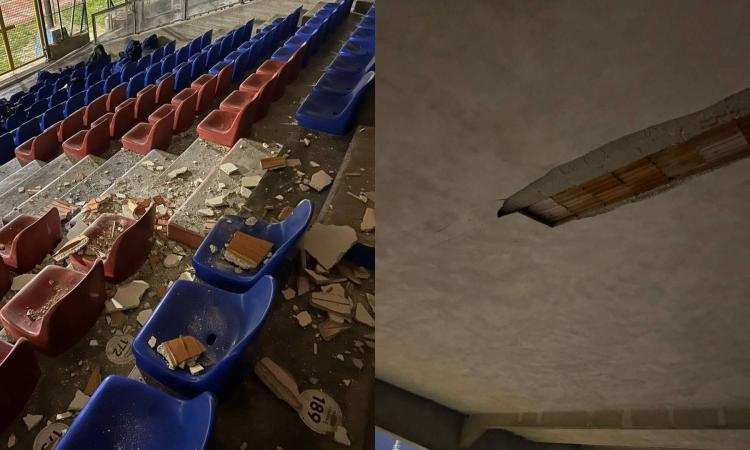 Crollo allo stadio di Civitanova: tribuna centrale off-limits per la gara col Castelfidardo Crollo allo stadio di Civitanova: tribuna centrale off-limits per la gara col Castelfidardo