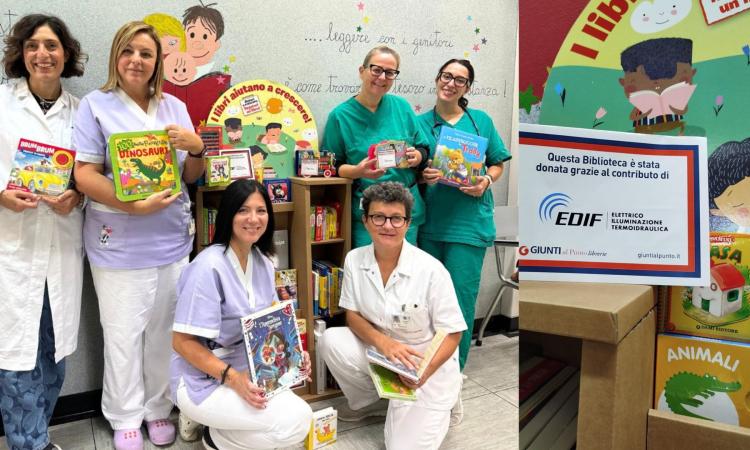 Una nuova bibliotechina per la pediatria di Macerata: donazione di Edif per i piccoli pazienti