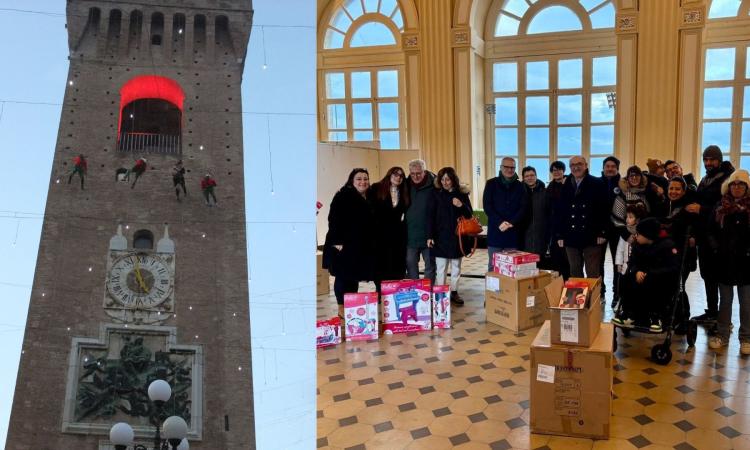 Recanati, la Befana scende dalla Torre: gioia e solidarietà in Piazza Leopardi