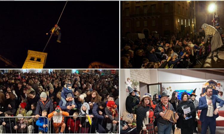 Tolentino, in migliaia per l'arrivo della Befana del Ponte del Diavolo