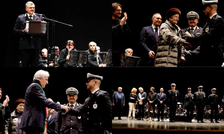 Macerata, interventi che salvano vite: premiati al Lauro Rossi gli agenti-eroi della polizia locale (FOTO)