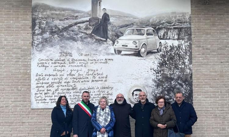 Matelica, inaugurato a Braccano il murales in memoria di Don Franco Paglioni