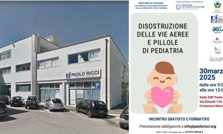 Civitanova, “Disostruzione delle vie aeree e pillole di pediatria”: una domenica dedicata a genitori e caregiver