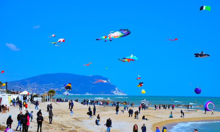 Porto Recanati, Pasquetta con lo sguardo all'insù: torna la magia del volo degli aquiloni sul lungomare Porto Recanati, Pasquetta con lo sguardo all'insù: torna la magia del volo degli aquiloni sul lungomare