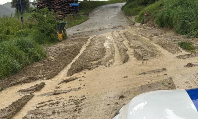 Maltempo a San Severino, frana invade la carreggiata lungo l'Anello di Pitino: strada chiusa al traffico Maltempo a San Severino, frana invade la carreggiata lungo l'Anello di Pitino: strada chiusa al traffico