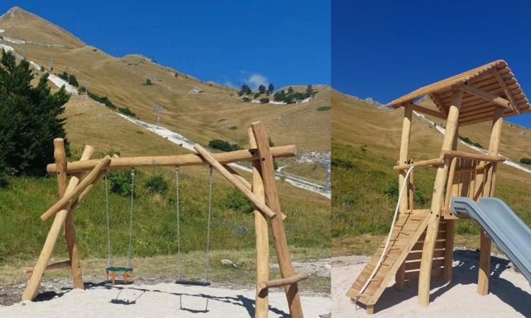 Una nuova area giochi nella faggeta di Sassotetto: "Vogliamo che la montagna torni a vivere"