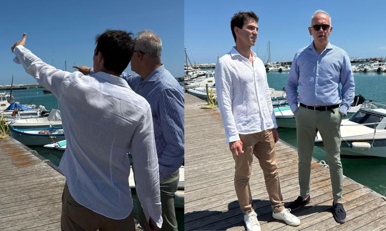 Civitanova, Acquaroli e Ciarapica al porto: "Pronti a realizzare anche la barriera frangiflutti" Civitanova, Acquaroli e Ciarapica al porto: "Pronti a realizzare anche la barriera frangiflutti"