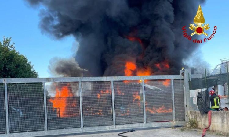 Incendio in azienda di materiali bituminosi, intervento dei Vigili del Fuoco Incendio in azienda di materiali bituminosi, intervento dei Vigili del Fuoco