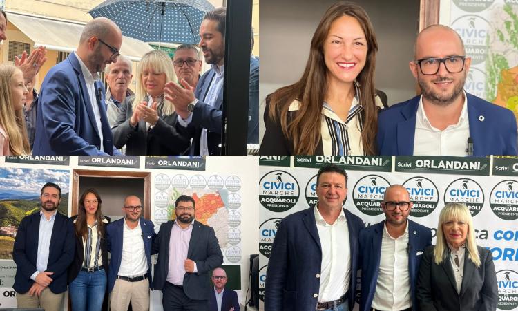 Jacopo Orlandani inaugura la sede elettorale dei Civici Marche a San Severino