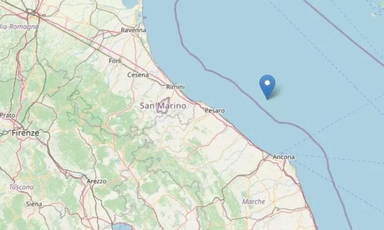 Scossa di magnitudo 4.4 al largo della costa marchigiana
