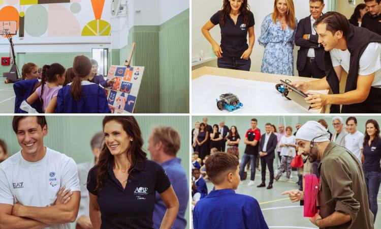 Bocelli Foundation e un campione olimpico per i bambini di Sforzacosta: inaugurata la nuova palestra
