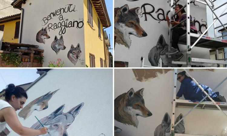 Camerino, murale della rinascita a Raggiano: tre lupi per dimenticare il terremoto