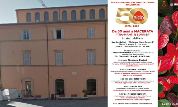 50 anni di Aido a Macerata “Tra-pianti e sorrisi”: medici ed esperti a confronto alla Mozzi Borgetti 50 anni di Aido a Macerata “Tra-pianti e sorrisi”: medici ed esperti a confronto alla Mozzi Borgetti