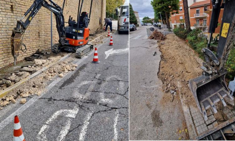 Recanati, partiti i lavori di riqualificazione dei marciapiedi: interventi per 40mia euro