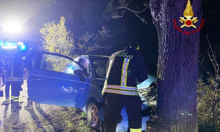 Potenza Picena, auto contro un albero: ragazza in ospedale per accertamenti