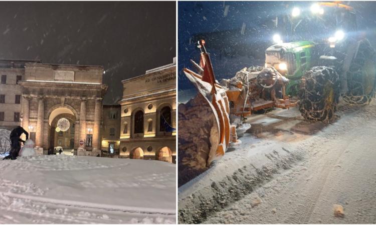 Nevicata intensa a Macerata, traffico in tilt. Scuole chiuse domani in città e in diversi comuni della provincia