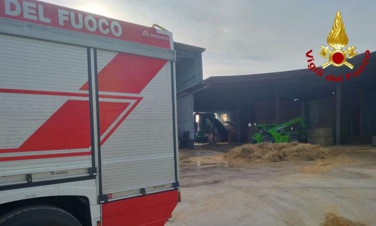 Macchinario agricolo avvolto dalle fiamme: intervengono i vigili del fuoco